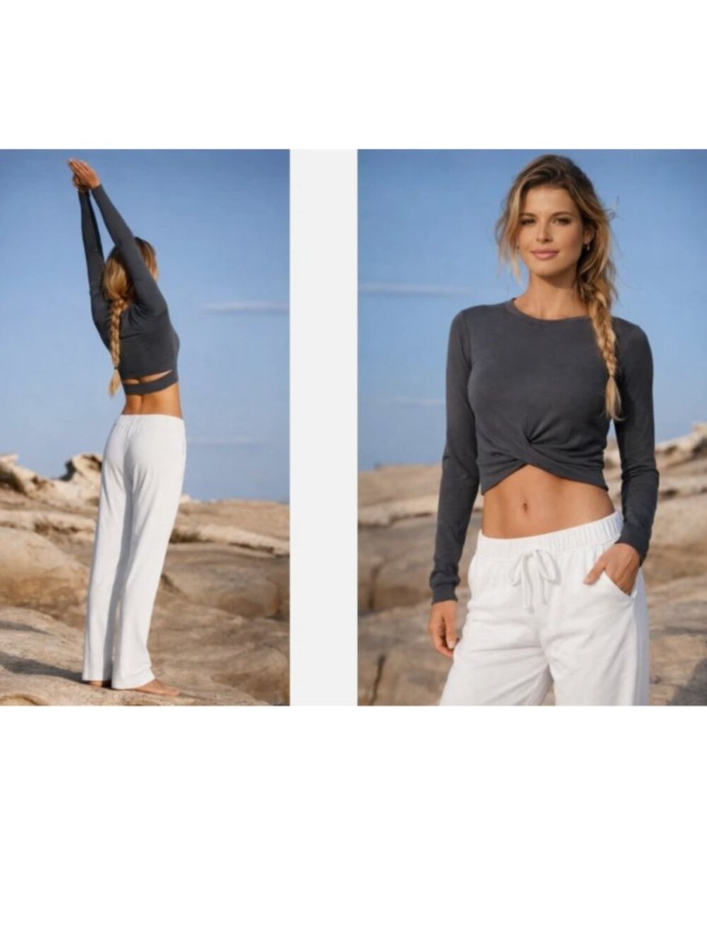 MONROW "WORKOUT-TO-STREET" TWISTED FRONT DANCER PILATES GYM YOGA TOP NWT $135 M